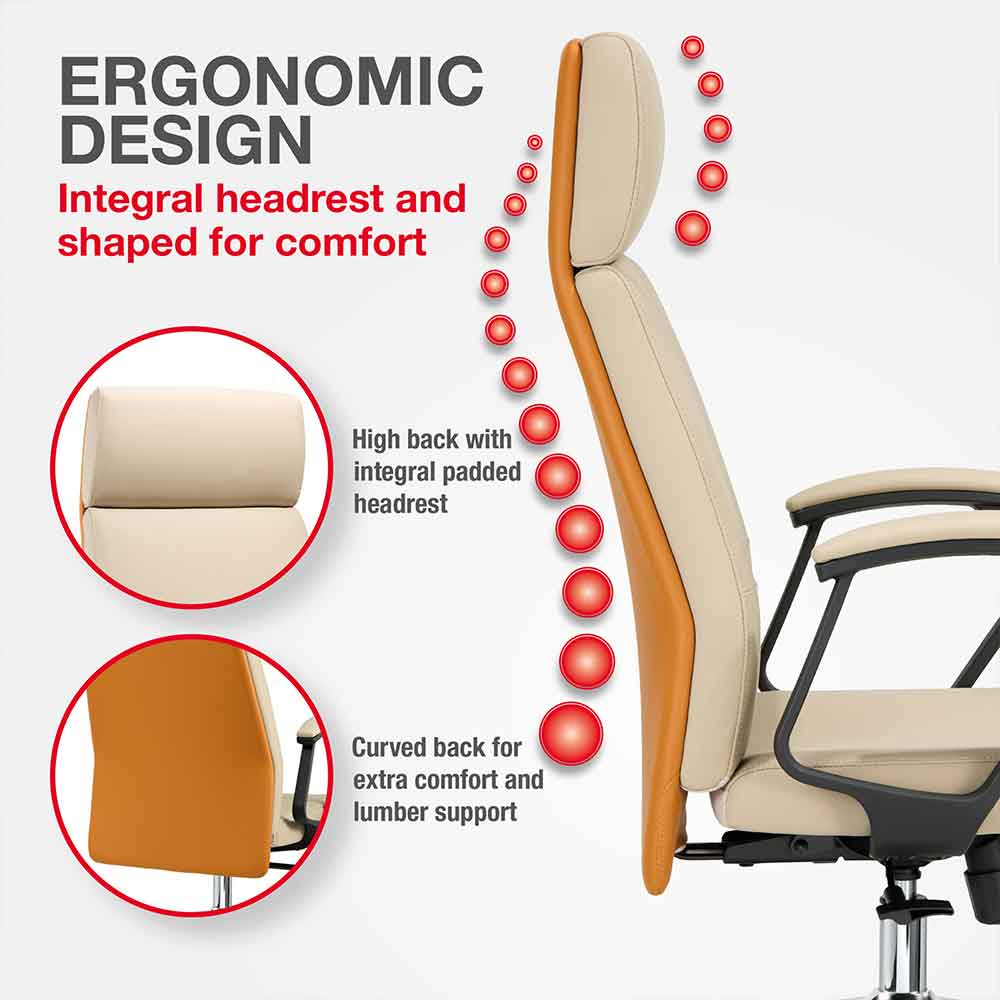 Alpine Faux Leather High-Backed Home And Office Chair - Cream