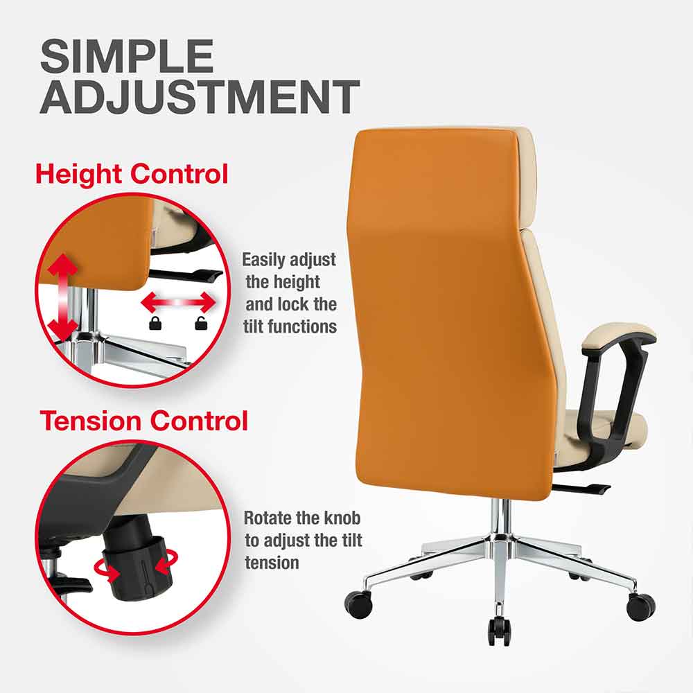 Alpine Faux Leather High-Backed Home And Office Chair - Cream