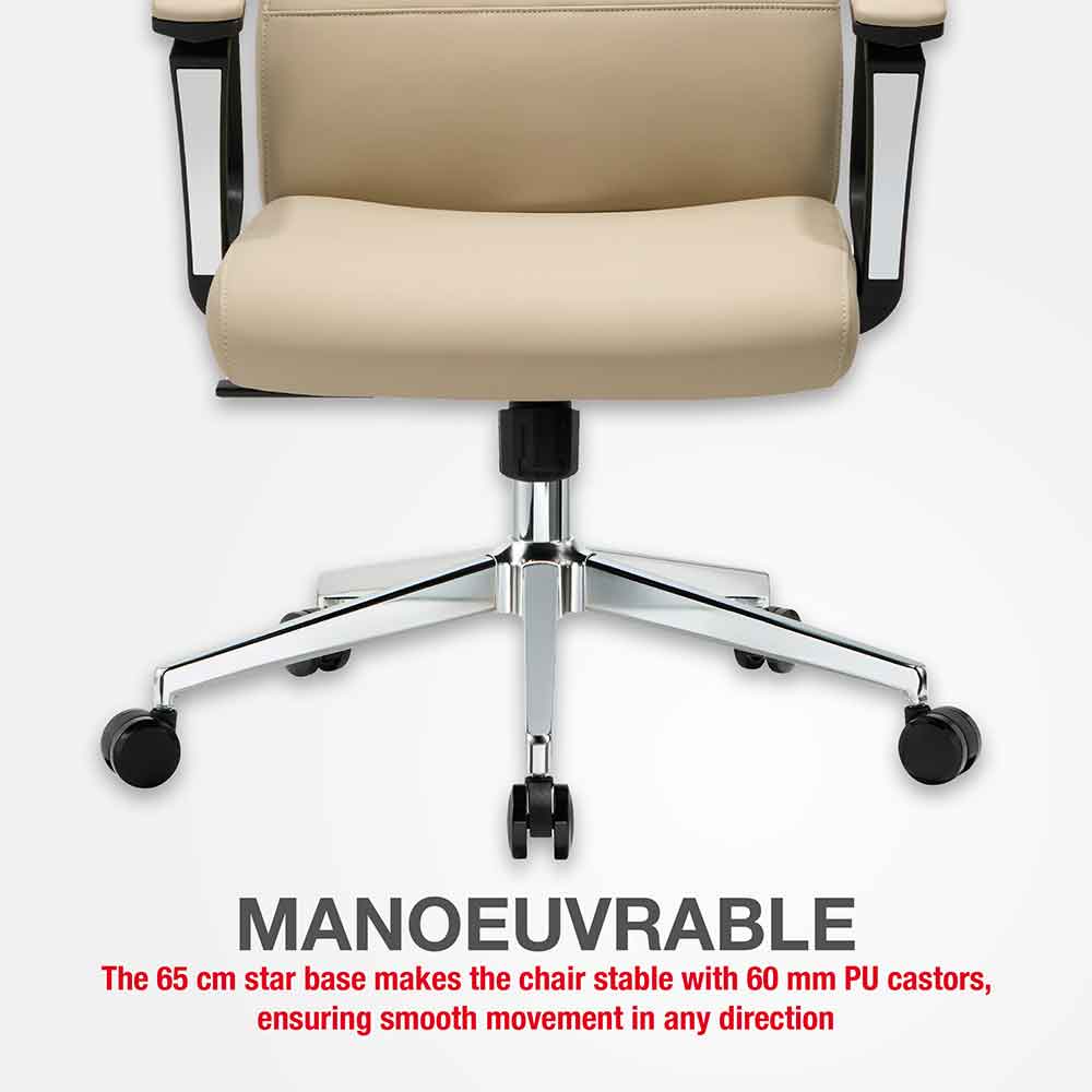 Alpine Faux Leather High-Backed Home And Office Chair - Cream