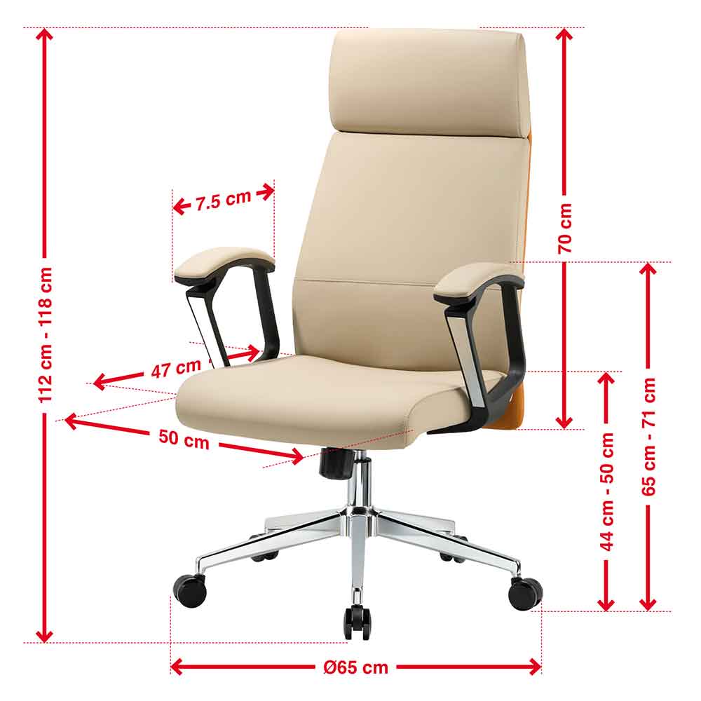 Alpine Faux Leather High-Backed Home And Office Chair - Cream