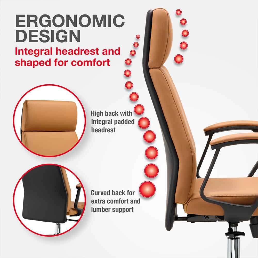 Alpine Faux Leather High-Backed Home And Office Chair - Tan