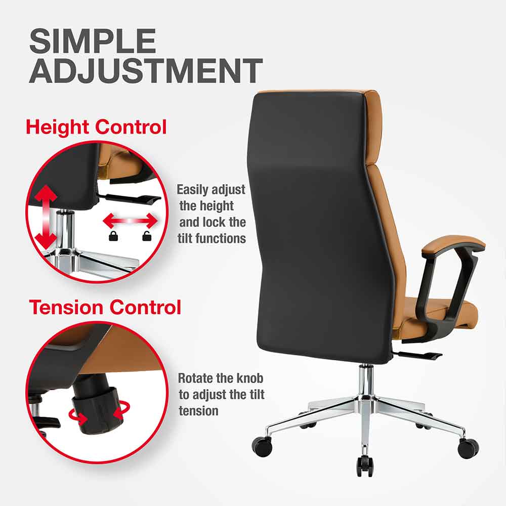 Alpine Faux Leather High-Backed Home And Office Chair - Tan