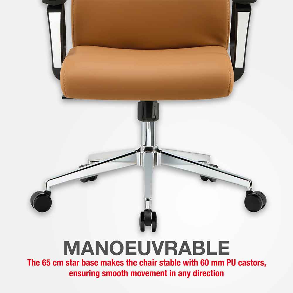 Alpine Faux Leather High-Backed Home And Office Chair - Tan
