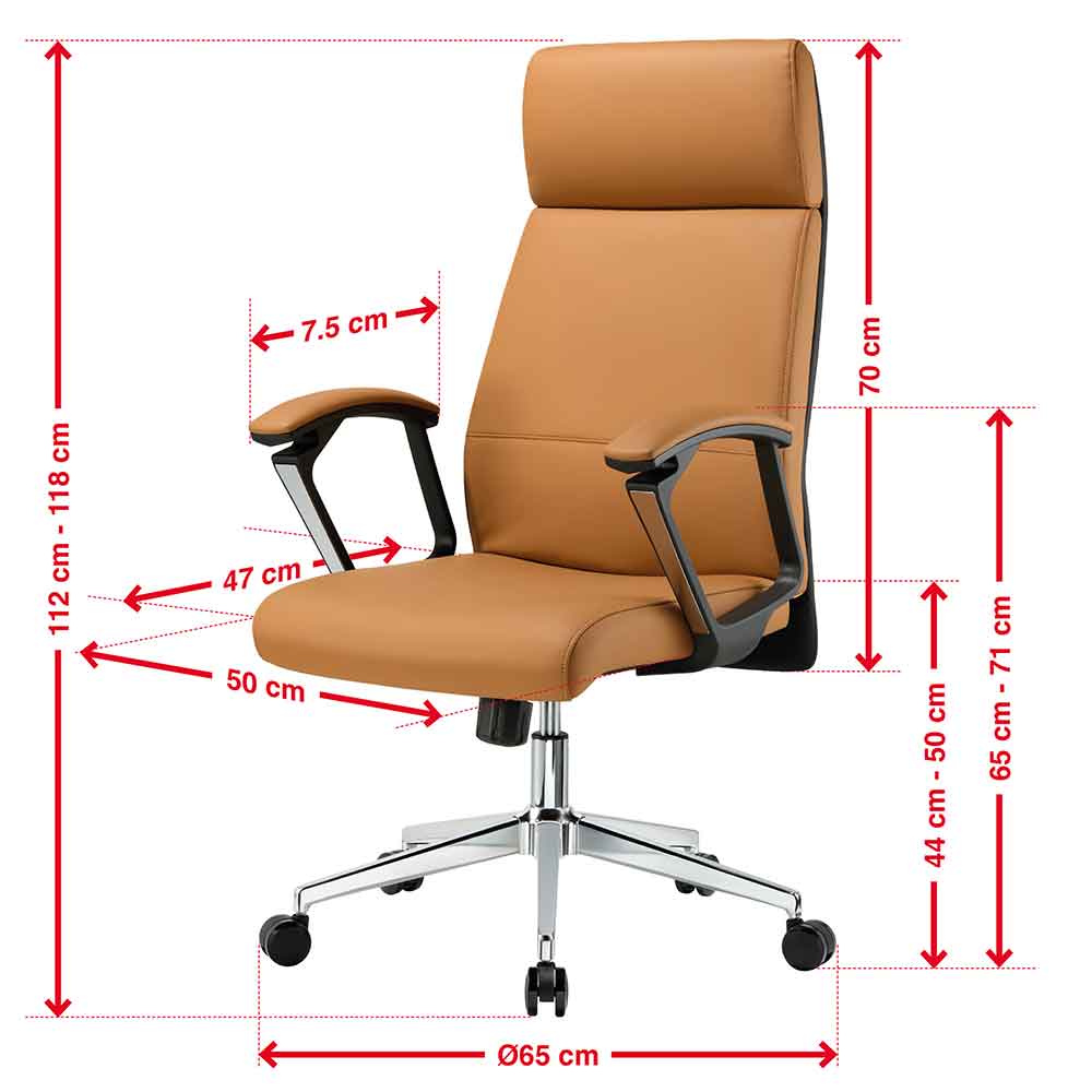 Alpine Faux Leather High-Backed Home And Office Chair - Tan