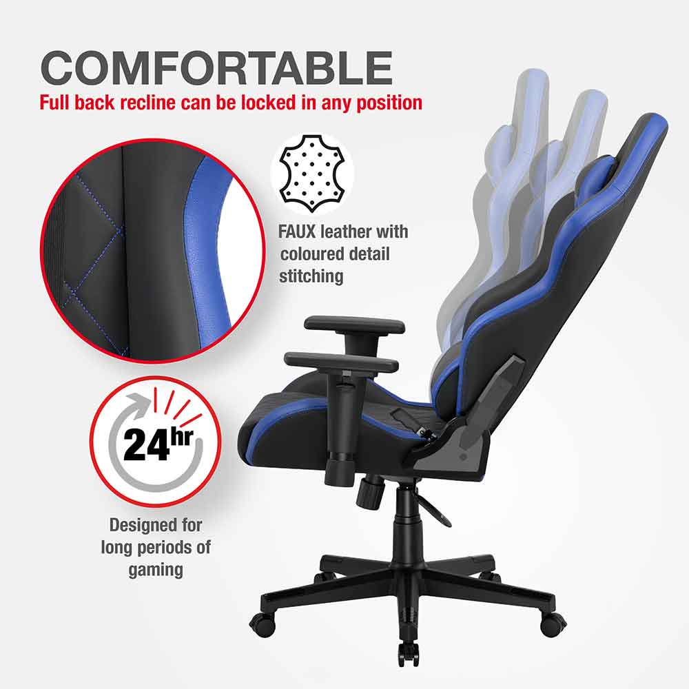 Alpine Faux Leather Home And Office Gaming Chair - Blue Black