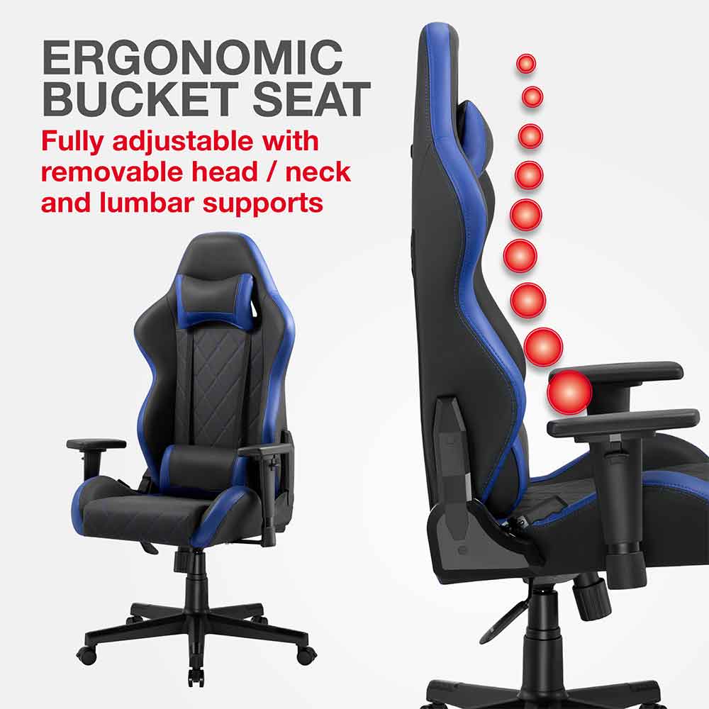 Alpine Faux Leather Home And Office Gaming Chair - Blue Black