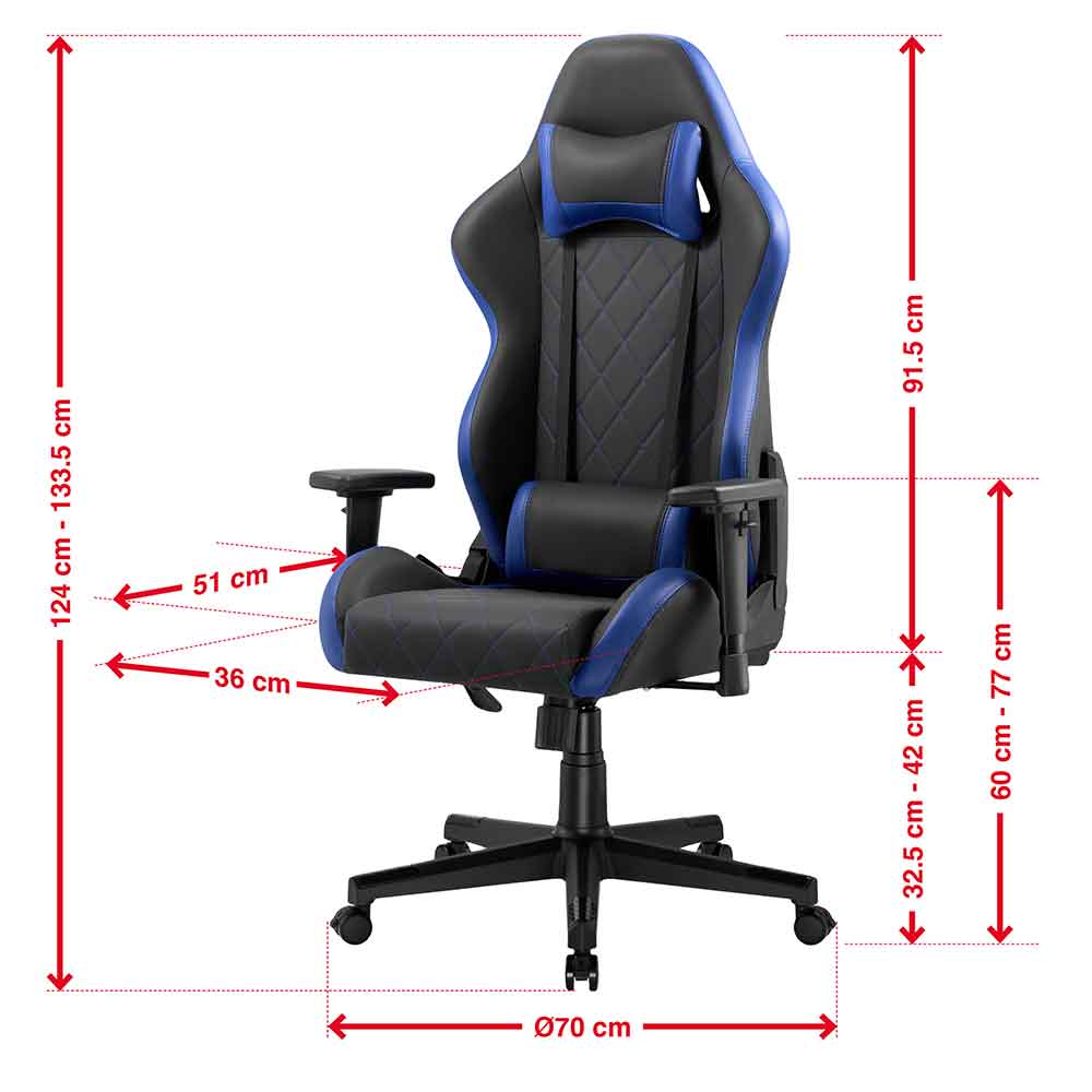 Alpine Faux Leather Home And Office Gaming Chair - Blue Black