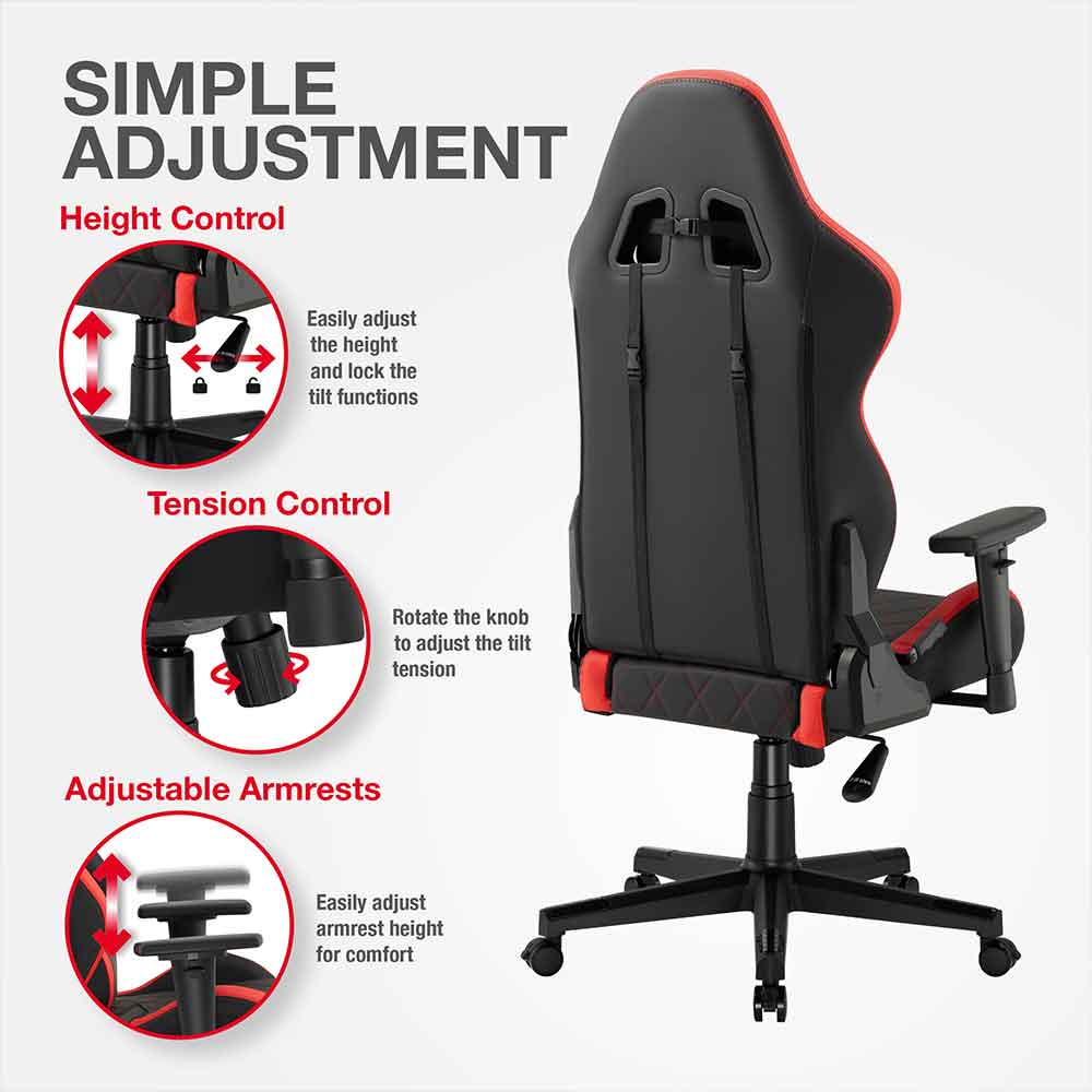 Alpine Faux Leather Home And Office Gaming Chair - Red Black