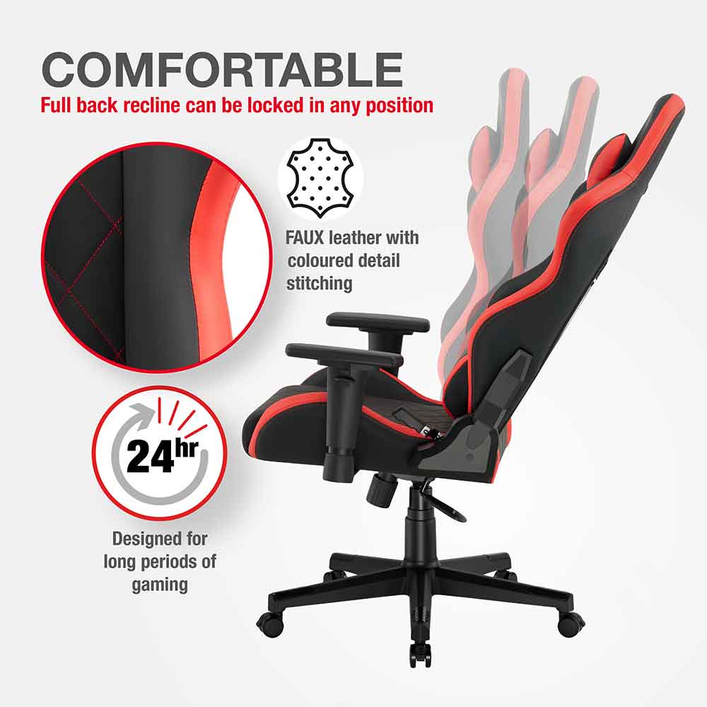 Alpine Faux Leather Home And Office Gaming Chair - Red Black