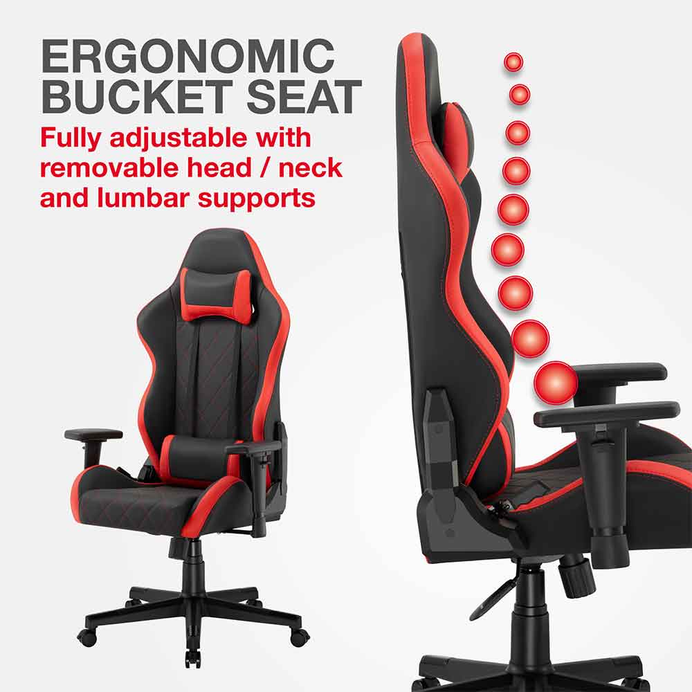 Alpine Faux Leather Home And Office Gaming Chair - Red Black