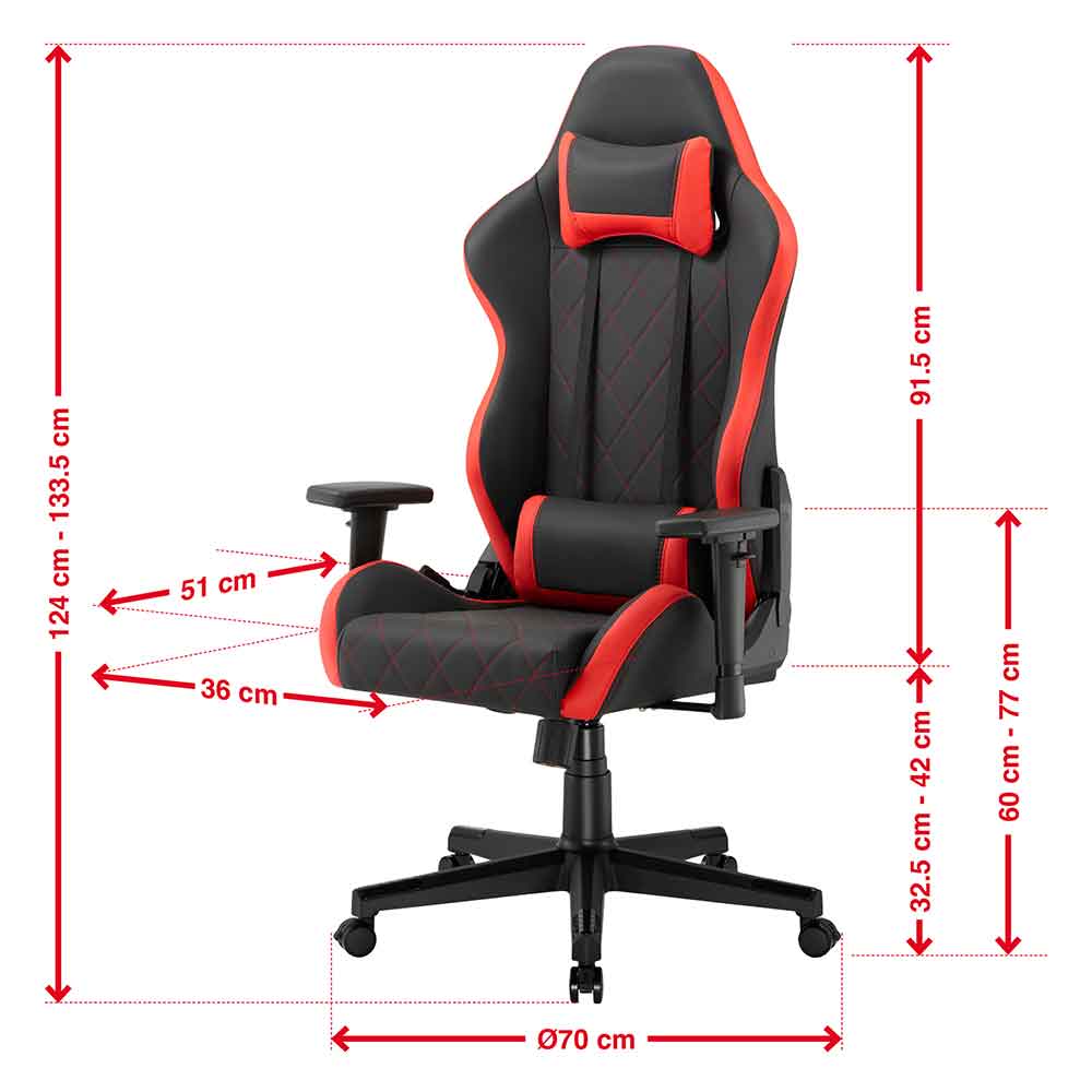 Alpine Faux Leather Home And Office Gaming Chair - Red Black