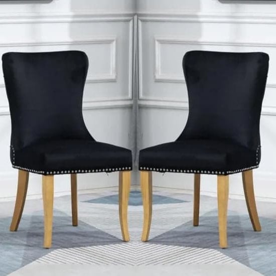 Read more about Alpine jet black fabric dining chairs in pair