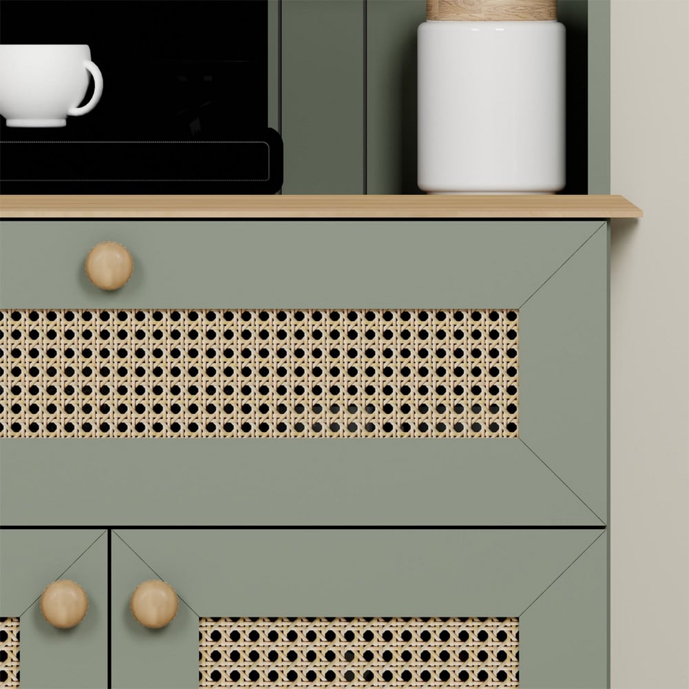 Alreno Wooden Coffee Station Cabinets with 2 Doors 1 Drawers in Green