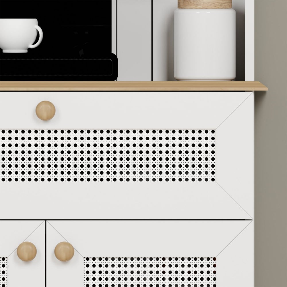 Alreno Wooden Coffee Station Cabinets with 2 Doors 1 Drawers in White