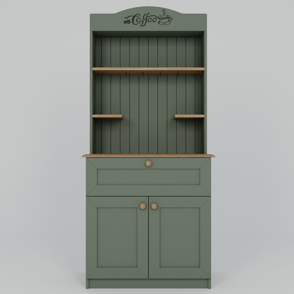 Alreno Wooden Coffee Station Cabinets with 2 Doors in Green