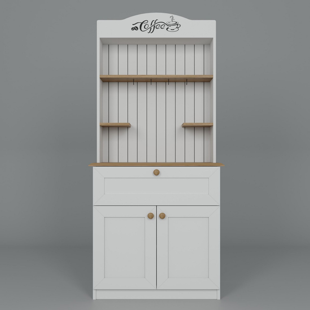 Alreno Wooden Coffee Station Cabinets with 2 Doors in White