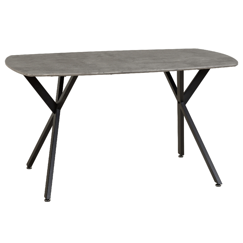 Alsip Concrete Effect Dining Table With 4 Blue Velvet Chairs