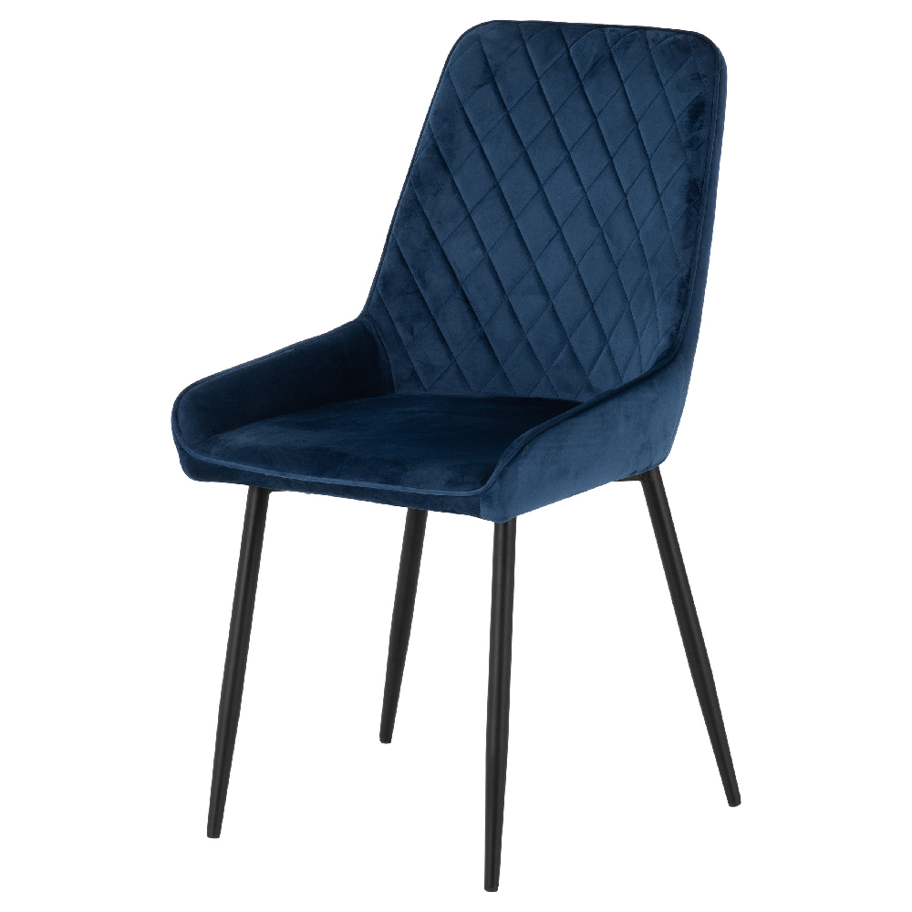 Alsip Concrete Effect Dining Table With 4 Blue Velvet Chairs