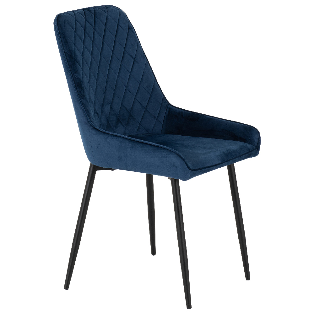 Alsip Concrete Effect Dining Table With 4 Blue Velvet Chairs
