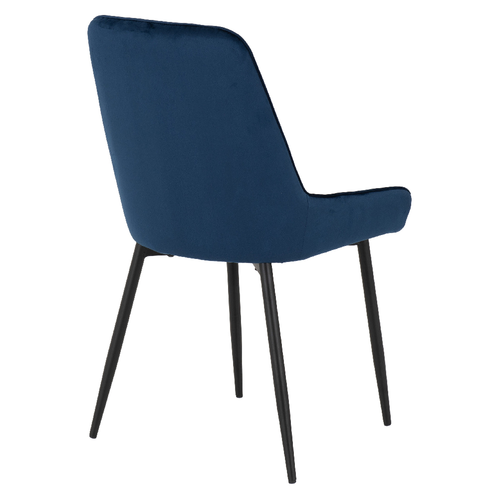 Alsip Concrete Effect Dining Table With 4 Blue Velvet Chairs
