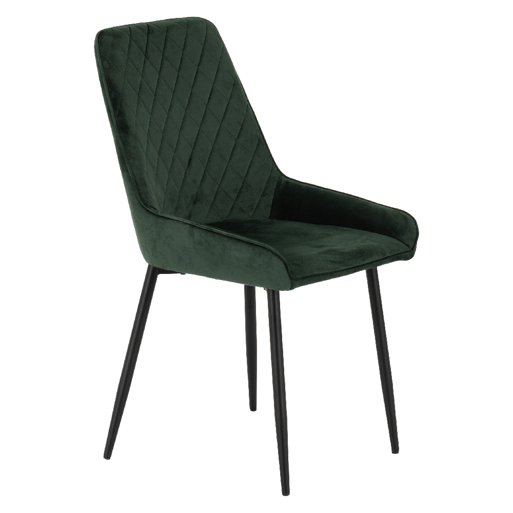 Alsip Concrete Effect Dining Table With 4 Green Velvet Chairs