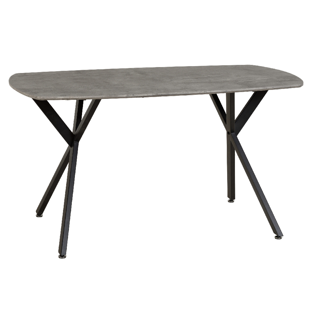 Alsip Concrete Effect Dining Table With 4 Grey Velvet Chairs