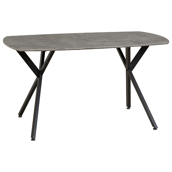 Alsip Dining Table In Concrete Effect With 4 Avah Grey Chairs_2