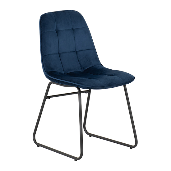 Alsip Dining Table In Concrete Effect With 4 Lyster Blue Chairs