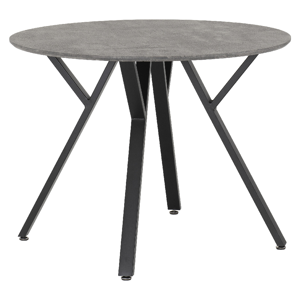 Alsip Round Concrete Dining Table With 4 Avah Blue Chairs