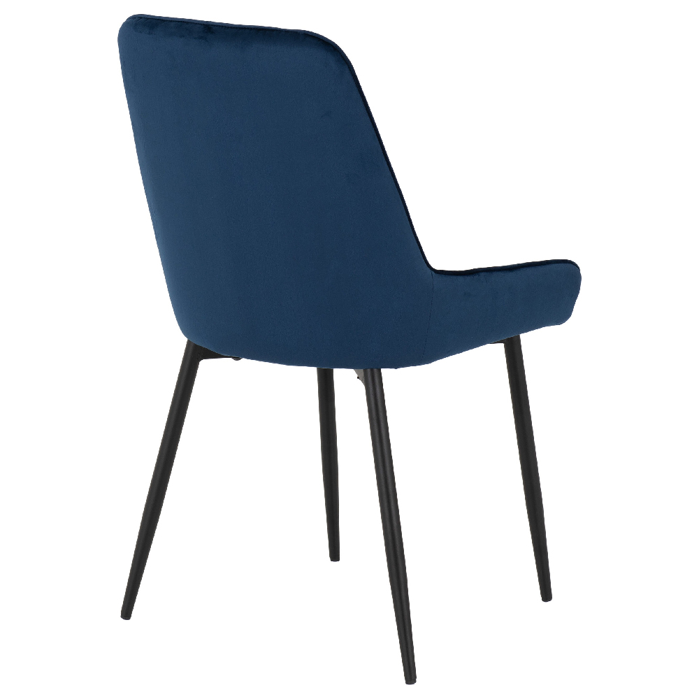 Alsip Round Concrete Dining Table With 4 Avah Blue Chairs