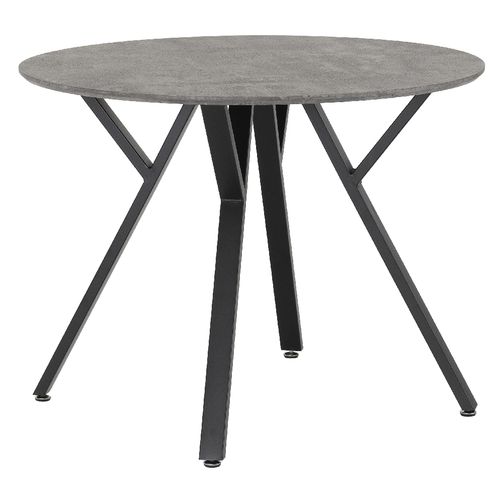 Alsip Round Concrete Dining Table With 4 Avah Grey Chairs