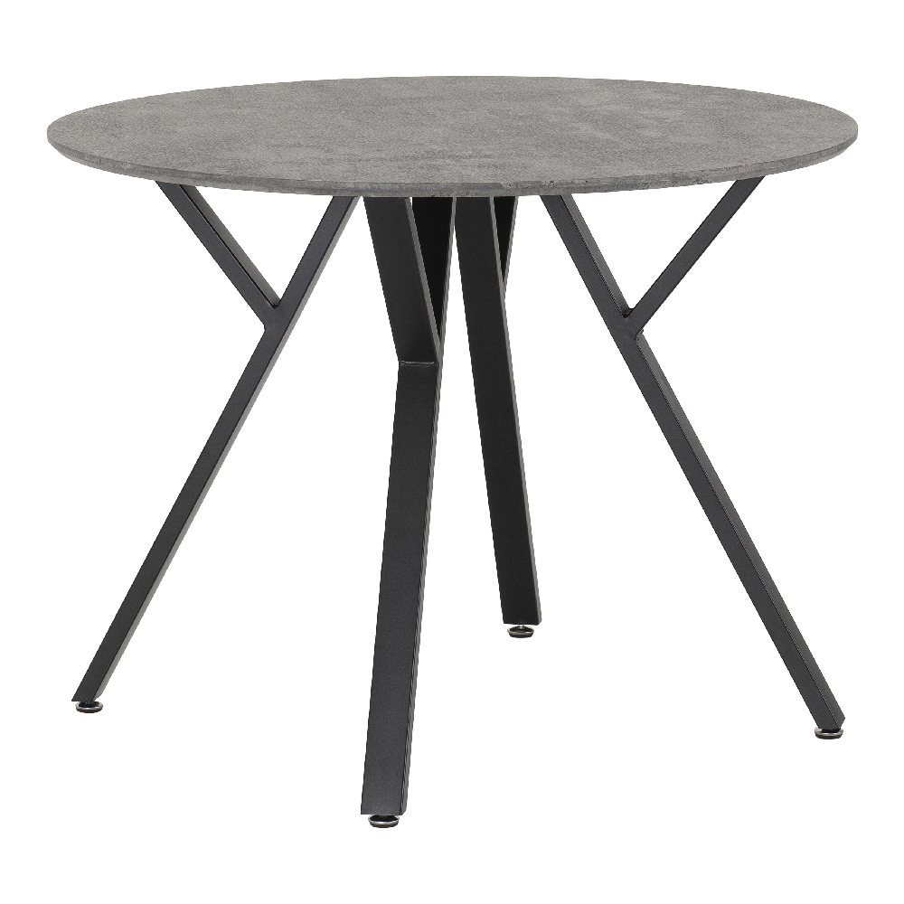 Alsip Round Concrete Dining Table With 4 Lyster Green Chairs