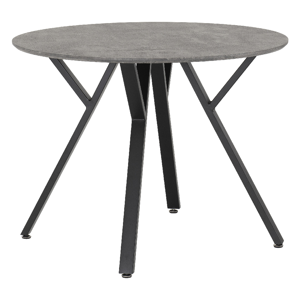 Alsip Round Concrete Dining Table With 4 Lyster Grey Chairs