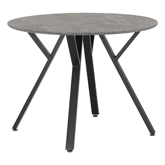 Alsip Round Concrete Effect Dining Table 4 Avah Grey Chairs_2