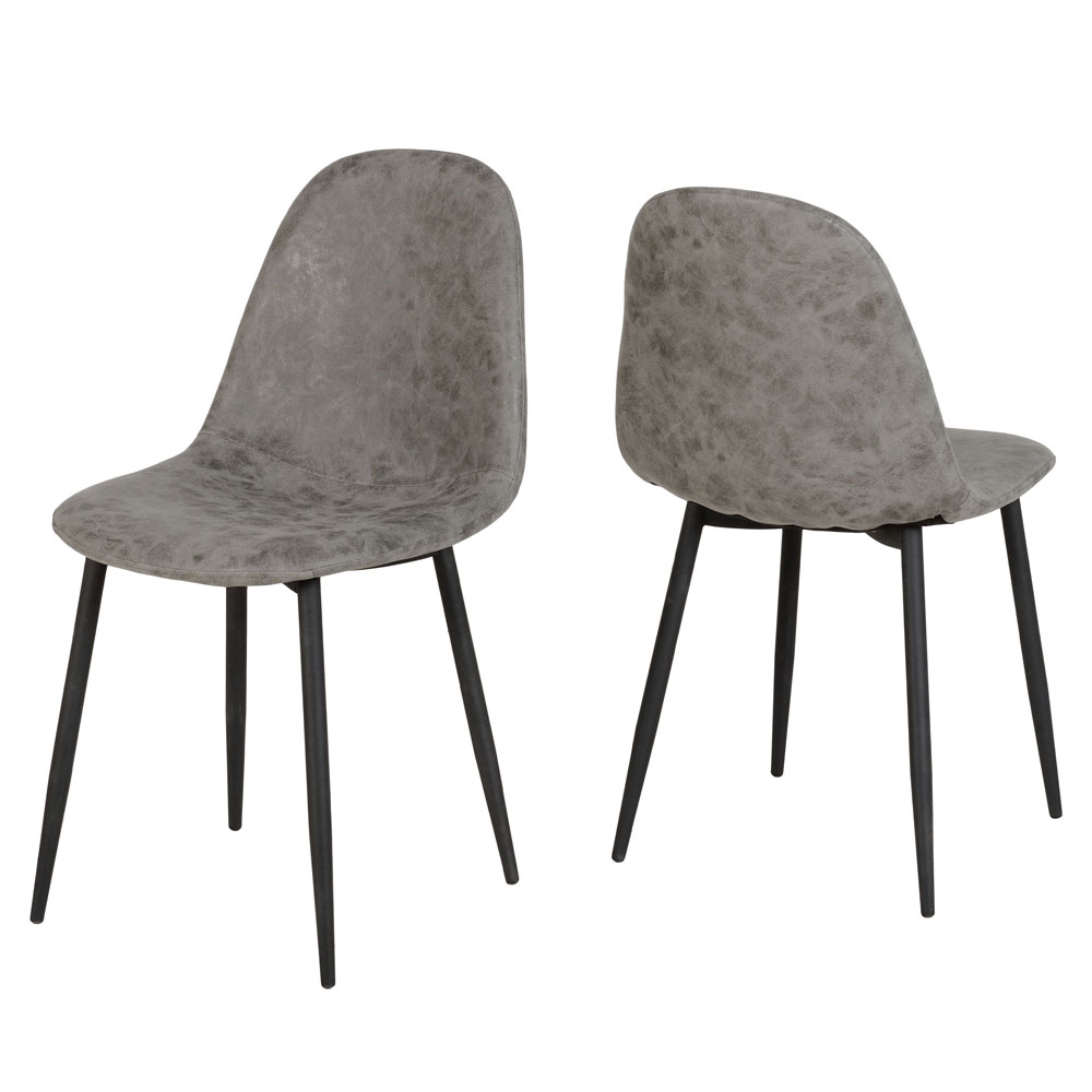 Alsip Wooden Dining Table with 4 Chairs in Concrete Effect