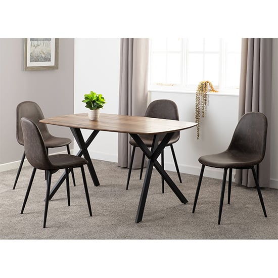 Read more about Alsip wooden dining table in medium oak with 4 brown chairs