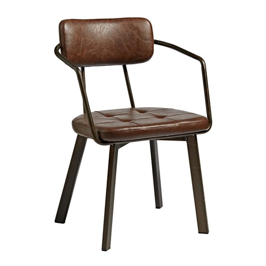 Alstan Faux Leather Armchair In Vintage Brown