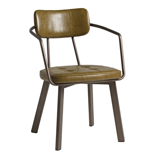 Alstan Faux Leather Armchair In Vintage Gold