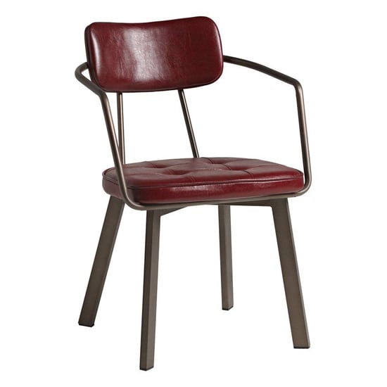 Alstan Faux Leather Armchair In Vintage Red