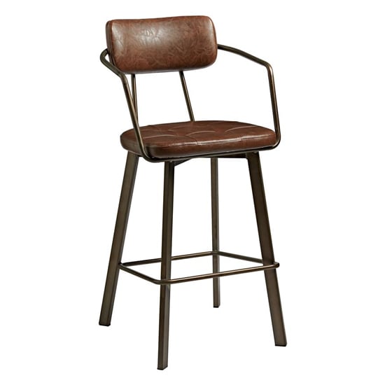 Alstan Faux Leather Bar Stool In Vintage Brown