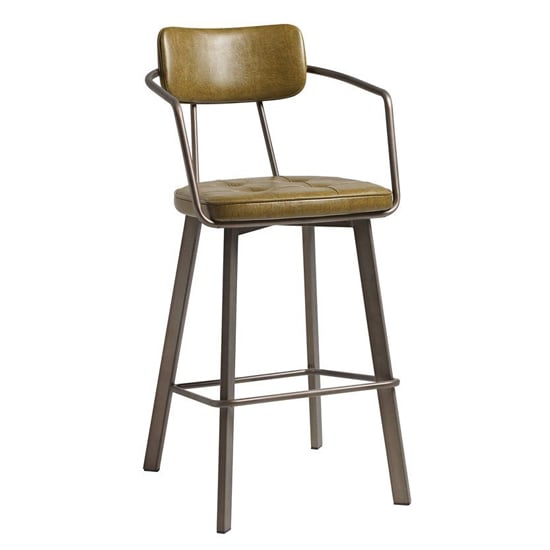 Product photograph of Alstan Faux Leather Bar Stool In Vintage Gold from Furniture in Fashion