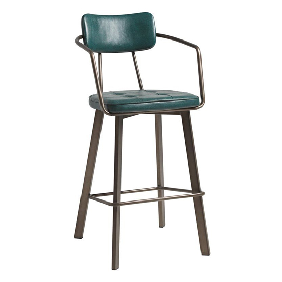 Product photograph of Alstan Faux Leather Bar Stool In Vintage Teal from Furniture in Fashion