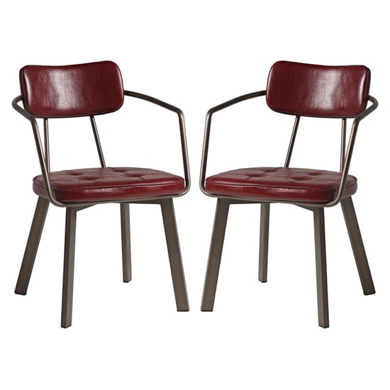 Read more about Alstan vintage red faux leather armchairs in pair