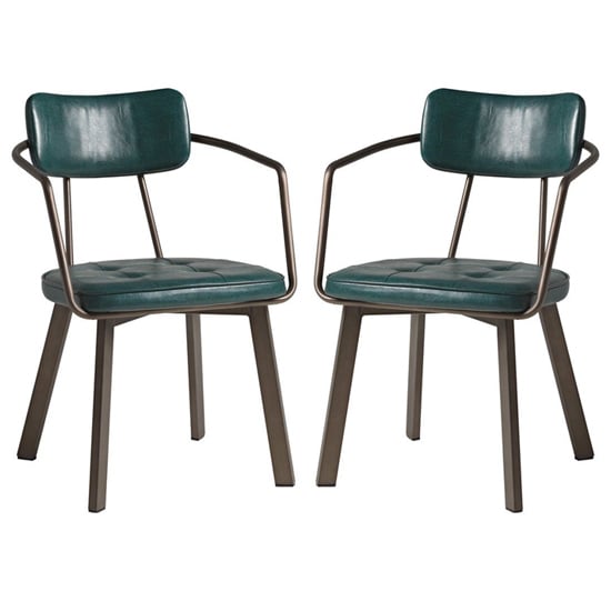Alstan Vintage Teal Faux Leather Armchairs In Pair_1