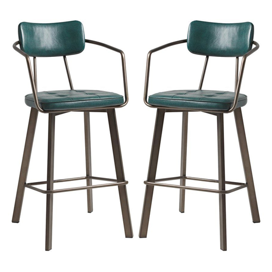Read more about Alstan vintage teal faux leather bar stools in pair