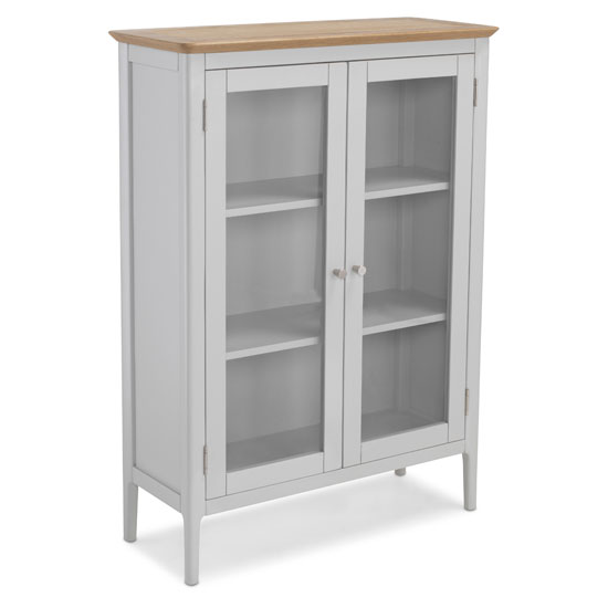 Read more about Hematic wooden 2 doors display cabinet in solid oak and grey