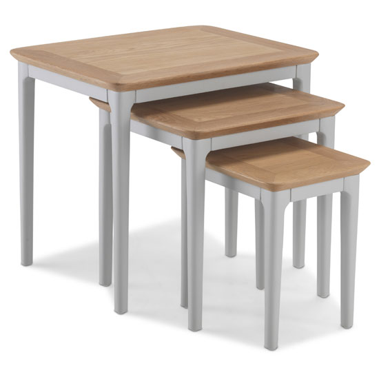 Hematic Wooden Set Of 3 Nesting Tables In Solid Oak And Grey_2