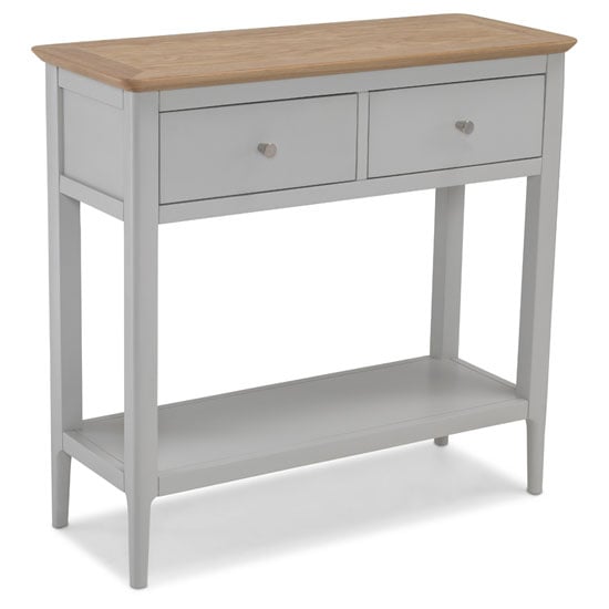 Hematic Wooden Console Table In Solid Oak And Grey