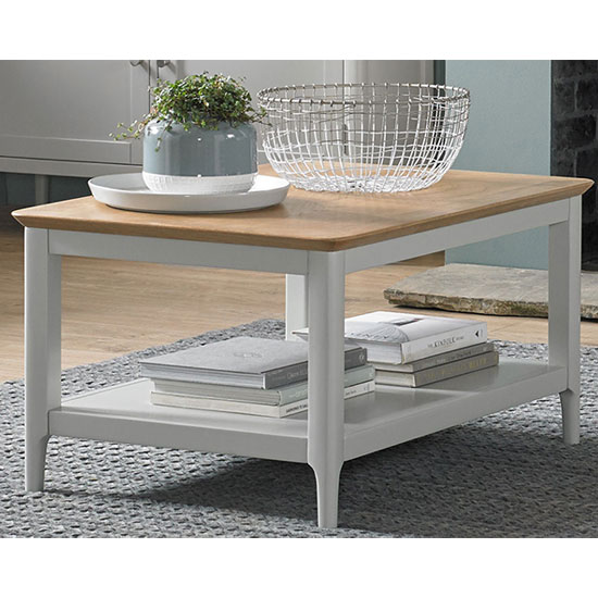 Read more about Hematic wooden large coffee table in solid oak and grey