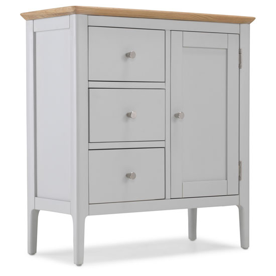 Hematic Wooden Storage Cupboard In Solid Oak And Grey Furniture in